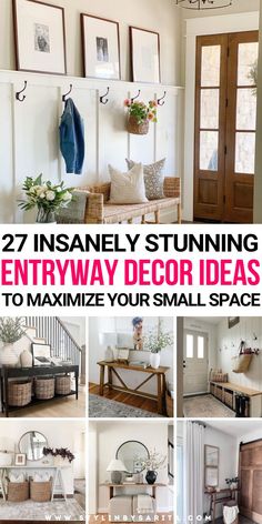 small entryway ideas Front Door Entryway Ideas, Small Entryway Ideas, Tiny Entryway, Family Photos Wall Decor, Entryway Decor Ideas, Retirement Ideas, Small Entryways, Home Remodeling Diy, Entryway Ideas