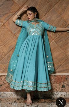 Cotton Anarkali Suits, Blue Anarkali, Cotton Anarkali, Independance Day, Anarkali Dress Pattern, Anarkali Salwar, Salwar Kamiz, Dresses Traditional, Braut Make-up