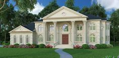 Vinius Neoclassical Home, Castle House Plans, Neoclassical House, Luxury Floor Plans, Rose House, Colonial House Plans, Classical House, Traditional House Plans, Brick Facade