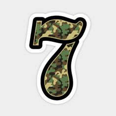 the number seven in camouflage print sticker