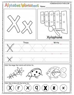 the alphabet worksheet for children to learn how to write and draw letters with pictures