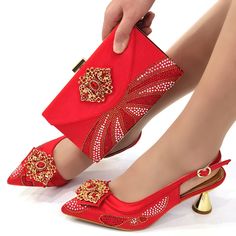 2022 Nigerian Fashion Shaped Mid-heel Shoes Popular Design Pointed Ladies Shoes And Bags Red Wedding Party Shoes With Bag black-37 Red Wedding Shoes For Summer Evening, Red Wedding Shoes For Summer Formal Events, Red Summer Wedding Shoes For Formal Occasions, Red Summer Formal Bag, Red Formal Bag For Summer, Red Open Toe Wedding Shoes, Red Wedding Shoes For Evening, Red High Heels For Events, Red Heels For Events