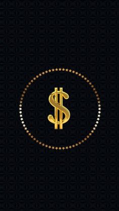 a gold dollar sign on a black background