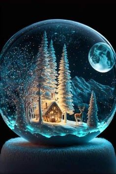 a snow globe with a christmas scene inside