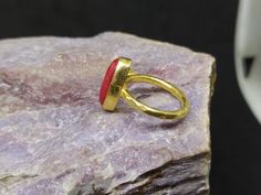 ARTSMYRNA METAL: 925k Silver GEM: Coral Diameter Stone Size: 10x6 mm COATING: 24k gold over (We can made a special type of coating for your personal preference ) MATERIEL : 925K Sterling Silver ( Some of my items vermeil gold over silver for looks rich . But i can finish in silver too ) RING SIZE: 6 (your desired size is made) SPECIAL ORDER IS MADE. If you send us a photo of your desired model (you can send your gem.) We can do it for you. We can make any design you want with natural gem. YOU JU Round Enamel Ring With Bezel Setting As Gift, Oval Red Enamel Ring For Gift, Red Oval Enamel Ring For Gift, Round Gemstone Enamel Ring Gift, Red Gemstone Enamel Ring Gift, Red Enamel Gemstone Ring For Gift, Red Enamel Ring With Gemstone Gift, Round Enamel Ring With Gemstone For Gift, Enamel Open Ring With Gemstone For Gift