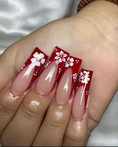 Holiday Inspo, Red Acrylic Nails, Gel Set, Summery Nails, Vacation Nails, Long Square Acrylic Nails, Unique Acrylic Nails