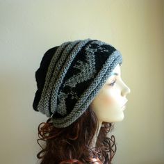 a mannequin head wearing a knitted hat on top of a white wall