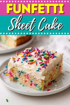 this funfetti sheet cake is so easy to make and it's the perfect dessert for any special occasion