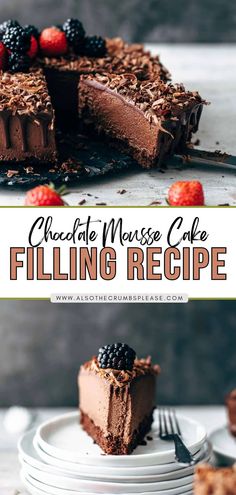 chocolate mousse cake filling recipe with berries on top