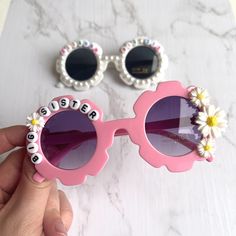 Big Sister Baby Announcement, Daisy Sunglasses, Instead Of Flowers, Flower Sunglasses, Custom Glasses, Big Sister Gifts, Business Board, Toddler Gift, Baby Shower Presents