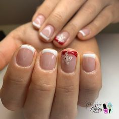 French Tip On Short Nails Natural, Christmas Natural Nails, French Manicure Christmas Nails, Sweater Nails, Simple Gel Nails, Manicure Nails