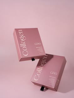 two boxes that are stacked on top of each other with the words colossion printed on them