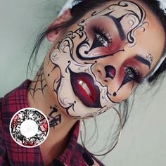 Farbe Dämon Schwarz&Rot   Stil Halloween   Typ 0.00 / Plan   Material Polyhäm     Durchmesser 14,5 mm   Wassergehalt 38 %   Lebensdauer 5 Jahre   Basiskurve 8,40 mm-8,60 mm   Verpackung 2 pro Packung (Paar)   Empfehlung Für dunkle und helle Augen   Dauer Hält nach dem Öffnen 365 Tage lang        Die leichte Materialzusammensetzung normaler Kontaktlinsen bietet eine ideale Balance zwischen Strapazierfähigkeit und Weichheit. Der Wassergehalt und das dünne Profil sorgen für Komfort Beautiful Demon, Carnaval Make-up, Gangster Clown, Fantasy Make-up, Halloween Tattoo, Colored Contact Lenses, A Clown, Fx Makeup, Halloween Costumes Makeup