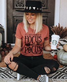 Hocus Pocus With Broom UNISEX Shirt Hocus Pocus Shirt Unisex - Etsy Fall T Shirt Vinyl, Hocus Pocus Outfit Ideas, Hocus Pocus Shirts Vinyl, Fall Shirt Ideas For Women, Vinyl Fall Shirts, What To Wear In Salem In October Outfit, Hocus Pocus Cricut Projects, Hocus Pocus Tshirt Ideas, Disney Fall Shirts