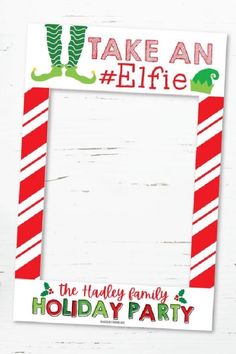 a christmas photo frame with the words take an elfie and candy canes on it