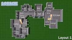 a floor plan for a house with lots of rooms