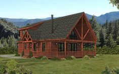 this is a computer rendering of a log cabin home