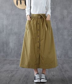 Casual Cotton loose fitting Women's Skirts Skirt Organza, Linen Skirts, Skirts Summer, Simple Skirt, Silver Necklaces Women, Women Skirts, Long Chain Necklace, Sweater Chain, Organza Fabric