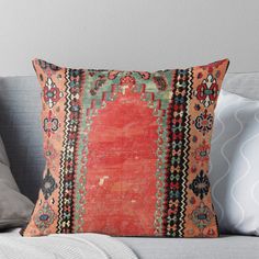 Super soft and durable 100% spun polyester Throw pillow with double-sided print. Cover and filled options. Sivas antique Cappadocian Turkish niche kilim, 18th century. Photoshopped. Russian Pillow, Print Pillow, Printed Throw Pillows, Persian Carpet, Printed Pillow, Pillow Sale, 18th Century, Fashion Art, Persian