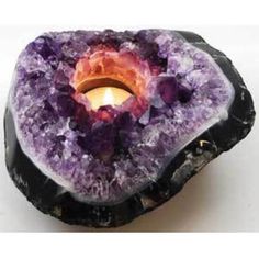 Polished Amethyst Tealight Holder Amethyst Candle Holder, Amethyst Candle, Miniature Candles, Crystal Candle Holder, Crystal Geode, T Lights, Crystals In The Home, Tealight Candle, Tealight Holder