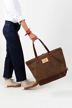 Field Tan Wax Canvas Adventure Tote – Meanwhile Back on the Farm Wax Canvas, Lynchburg Virginia, Waxed Canvas Bag, English Bridle, Canvas Bags, Dark Denim Jeans, Key Clip, On The Farm, Aging Gracefully