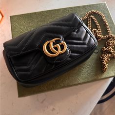 Pristine Condition Comes With Box And Dust Bag And Literature Gucci Marmont Super Mini, Marmont Super Mini, Bags Gucci, Gucci Marmont, Gucci Bags, Gucci Bag, Mini Bag, Black Color, Literature