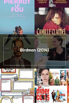 the movie poster for birdman is shown in this collage with other movies on it