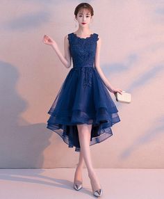 Dark Blue Prom Dresses, Blue Bridesmaid Dresses Short, Prom Dress Blue, Lace Bridesmaid Dress, Cute Homecoming Dresses, Lace Bridesmaids, Prom Dresses For Teens, Blue Tulle, Burgundy Lace