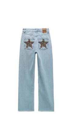 Star Jeans Y2k, Cheetah Jeans, Trending Jeans, Blue Baggy Jeans, Patchwork Ideas, Bday List, Leopard Jeans, Leopard Print Jeans, Y2k Harajuku