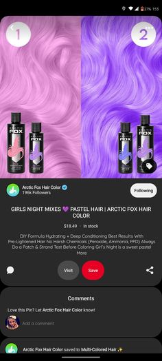 Artic Fox Mixed Colors, Arctic Fox Hair Dye Combinations Purple, Arctic Fox Periwinkle, Boxed Hair Color, Periwinkle Hair