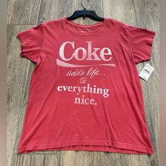 Coca Cola Distressed T-Shirt Never Worn, Great Condition Size S Red Distressed Short Sleeve T-shirt, Red Distressed Crew Neck T-shirt, Casual Red Distressed Tops, Red Distressed Crew Neck Top, Red Distressed Cotton Top, Casual Soft-washed Red T-shirt, Red Soft-washed Graphic Tee, Red Soft-washed Crew Neck Top, Alabama Shirts