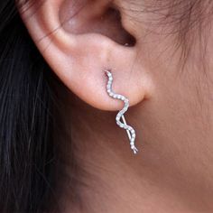 Natural 0.23 ct Pave Diamond EAR CUFFS Solid 18k White Gold Fine Jewelry Cuff Earrings for Women's, Ear Wrap Earrings, Diamond Ear Cuff, Pave Jewelry, Pave Diamond Earrings, Ear Cuffs, Gold Cuffs, Jewelry Rings Diamond, Station Necklace, White Gold Jewelry