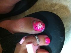 Pink with white flower Fur Slides, White Flower, White Flowers, Sandals, Pink, White