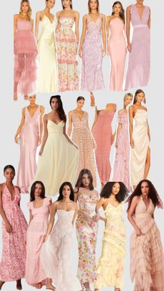 many different types of dresses are shown in this image, and there is no image on the