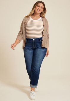 Maurices Plus Size, Feel Pretty, A Plus, Straight Jeans, Mid Rise, Cuff, Plus Size, How To Wear, Clothes