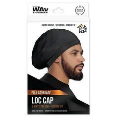 The WavEnforcer Black Loc Cap is a four-way stretch cap that covers and protects locs from breakage, frizzy, and lint. The stay-put edge band keeps this spandex loc cap secure and offers full coverage protection for locs and braids. This stretchy loc cap covers most locs and can be worn on the go, day and night. Made in Vietnam. Cap 88% Polyester, 12% Spandex. Edge Band 92% Polyester, 8% Spandex. Size: One Size.  Gender: male.  Age Group: adult. Black Entrepreneurs, Hair Bonnet, Braids With Curls, Wide Headband, Sewing Party, Hair Tools, Beauty Care, Healthy Hair, Textured Hair