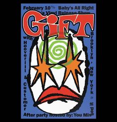 an advertisement for a baby's all right party with clown face and stars on it