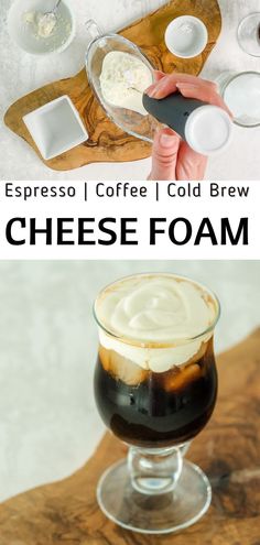 espresso coffee and cold brew cheese foam