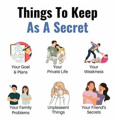 a poster with the words things to keep as a secret in front of it, including people