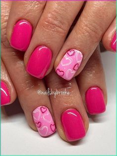 Love is in the air and on your nails! Discover a collection of cute heart nails that will make your heart skip a beat this Valentine’s Day. Cute Heart Nails, Nails Only, Pink Nail Designs, Cute Heart