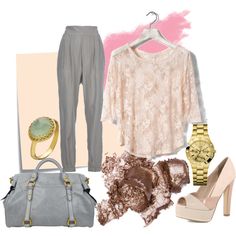 office clothes! pastel pink it is!, created by angelie13mac Clothes Pastel, Office Clothes, Just You And Me, Pink Outfits, Complete Outfits, Office Outfits, Shades Of Grey, Contemporary Fashion, New Job