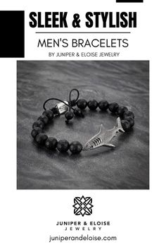 Make a statement with this 925 Silver Shark Bracelet made with 8 mm faceted Onyx beads. Crafted with precision, our signature 925 silver shark bead introduces a touch of the ocean's mystique into your accessory collection. The bracelet is adjustable with a sliding knot made of macrame string for a comfortable and secure fit. Expertly handcrafted with attention to detail and high-quality materials, this unique piece comes in a black gift box. Shark Bracelet, Silver Shark, San Jose Sharks, Black Gift Boxes, Sliding Knot, Onyx Bead, Bracelet For Men