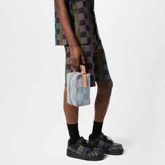 LOUIS VUITTON® - Locker Dopp Kit - Blue Louis Vuitton Gifts, Louis Vuitton Official Website, Spring Sandals, Stole Scarf, Dopp Kit, Leather Denim, Checkerboard Pattern, Louis Vuitton Official, Classic Bags