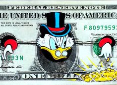 an american one dollar bill with donald the duck on it