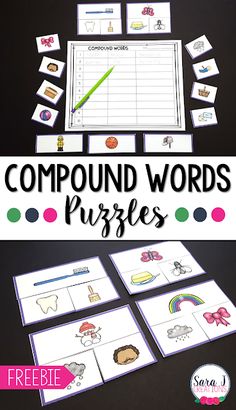 compound words puzzles for kids to use with their own worksheets and printables