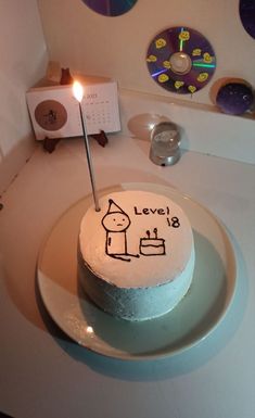 a birthday cake with a candle on it