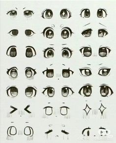 various types of eyes drawn in black and white