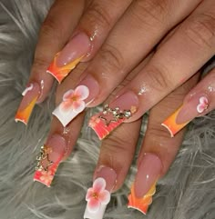 Nails For Hawaii Vacation, Virgo Nails Designs, Nails For Hawaii, Long Nails Ideas, Virgo Nails, Acrylic Nail Set, Hard Nails, Nails Arts, Ombre Acrylic Nails