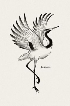 a black and white drawing of a crane