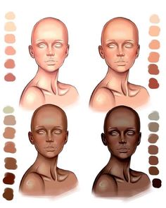 three different types of heads with various colors